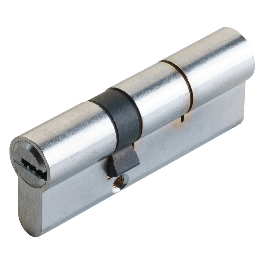 Cilindro Profilato Doppio Serie \'K2\' Mm 40+10+40 = 90 (45+45) Cromo Satinato - Modello: Mm 40+10+40 = 90 (45+45) Cromo Satinato