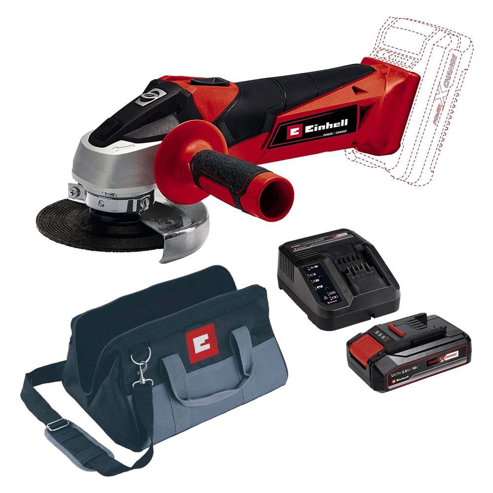 SMERIGLIATRICE ANGOLARE A BATTERIA IN KIT 'TC-AG 18/115 LI'  Ã˜ disco 115 mm